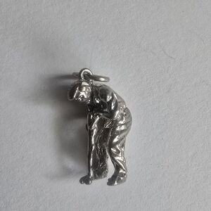 Silver Golfer Charm Pendant 3D Golfer Sterling 925 Silver
